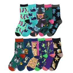 New Funny Cartoon Embroidery Pattern Dog Head Cheetah Whale Mermaid Novelty Socks Christmas Socks