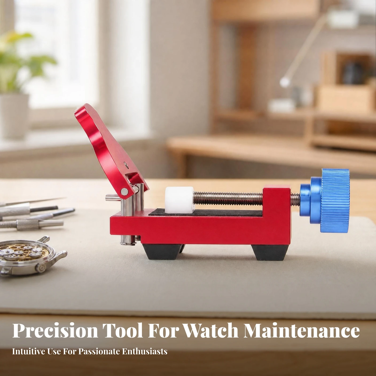 twinHeaded Pry Tool Easy to Use Timepiece Tools Watch Back Opener Manual Watch Case Opener Knurled Knob Crescent-Shaped