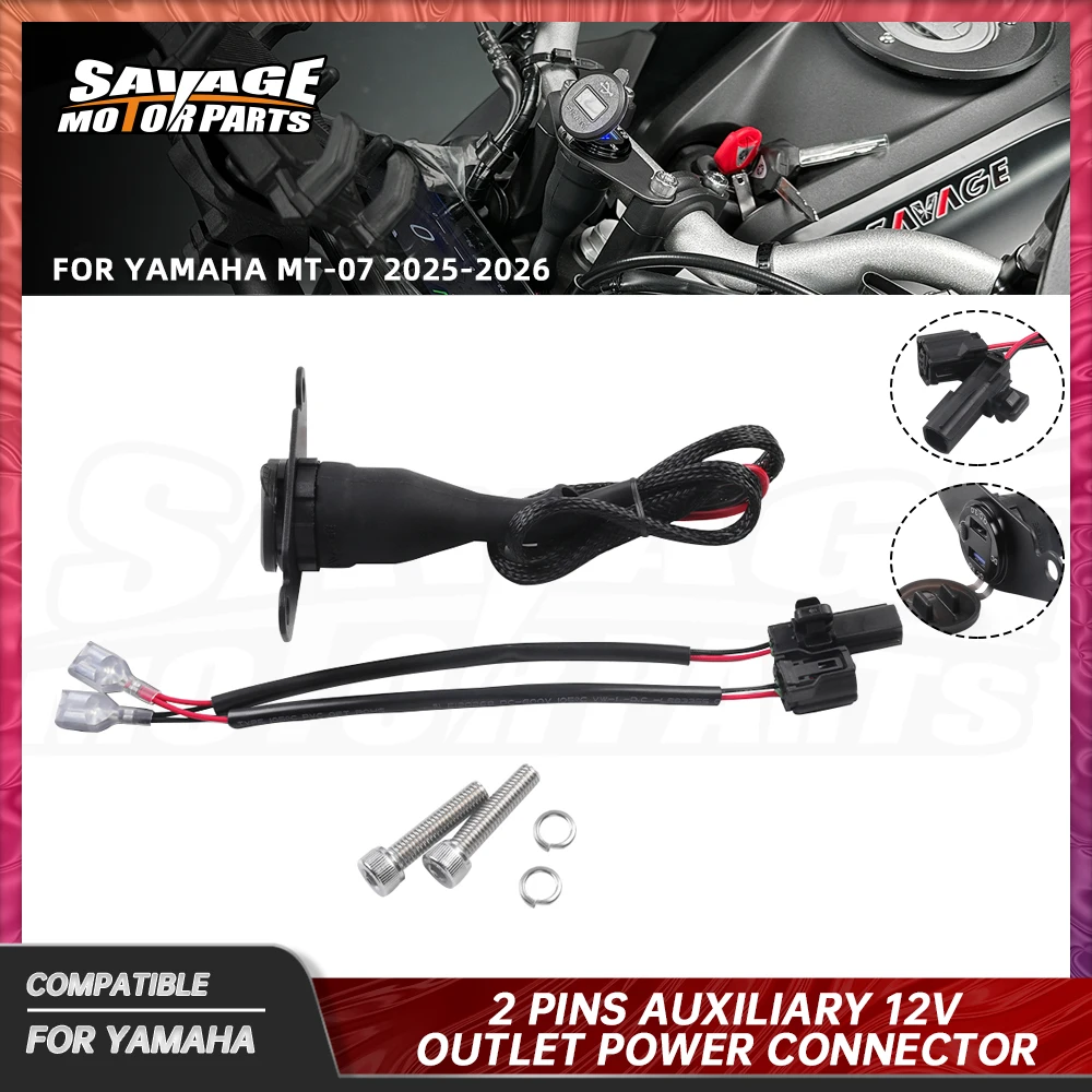 

2026 MT07 Power Outlet Connector For Yamaha MT-07 MT 07 2025 Motorcycle Accessories 2 Pins Auxiliary 12V Power Cable Adapter