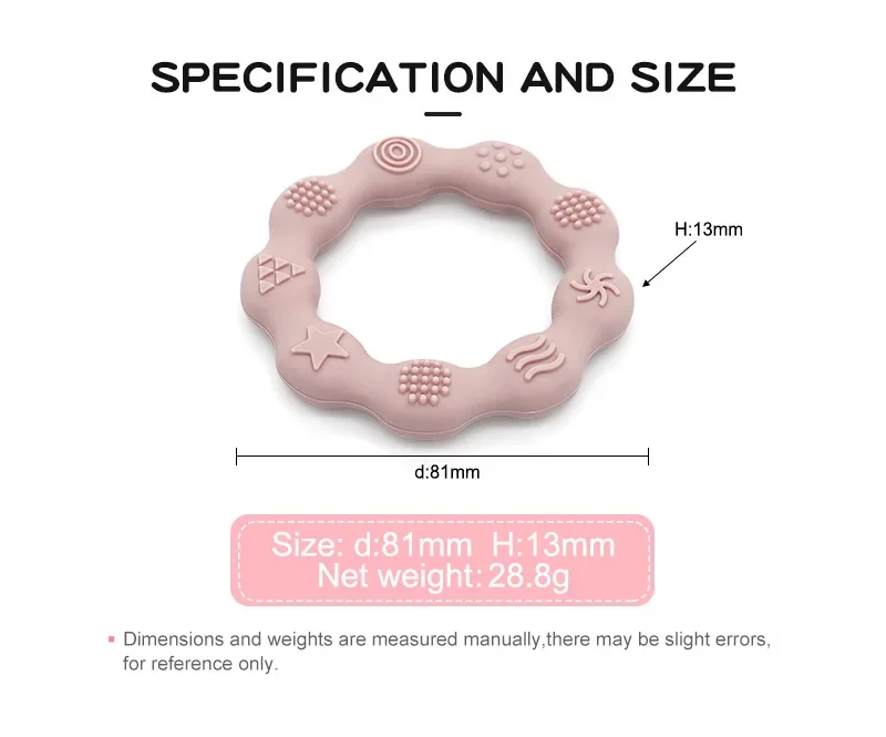 Food Grade Baby Silicone Teether BPA Free Infant Nursing Teething Rings Newborn Gift Health Care Molar Toys For Baby Accessories