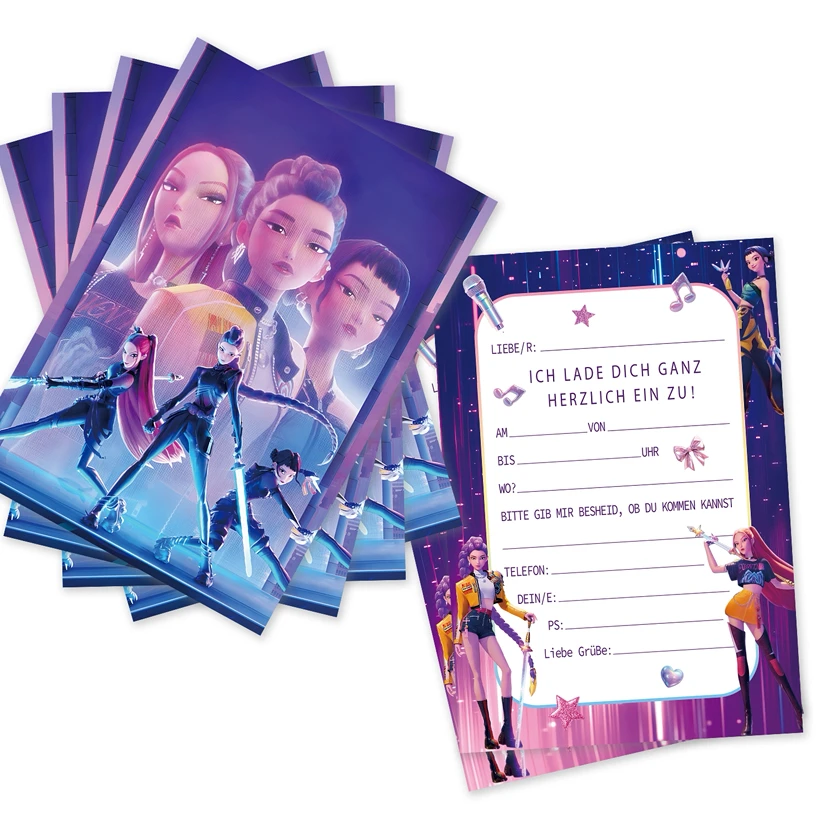 

K-Pop, тема охотника на демонов, фигурки Руми Зои Миры, пригласительная открытка, мини-приветствие, односторонняя форма, товары для дня рождения