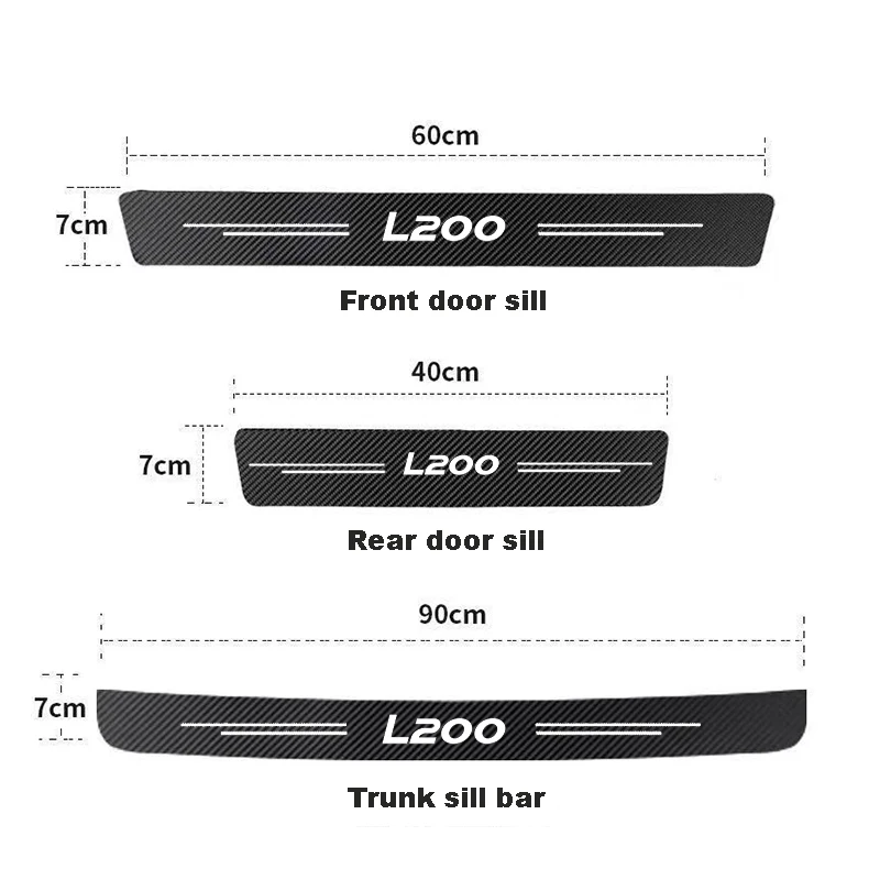 Car Door Threshold Scuff Plate For Mitsubishi L200 Carbon Fiber Decals Car Trunk Rear Bumper Stickers Auto Styling Accessories