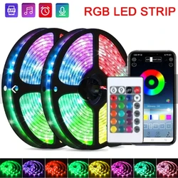 리모컨 색상 변경 조명 포함 블루투스 LED 스트립 조명, 크리스마스 야외 침실 장식, RGB 5050USB DC5V, 24 키