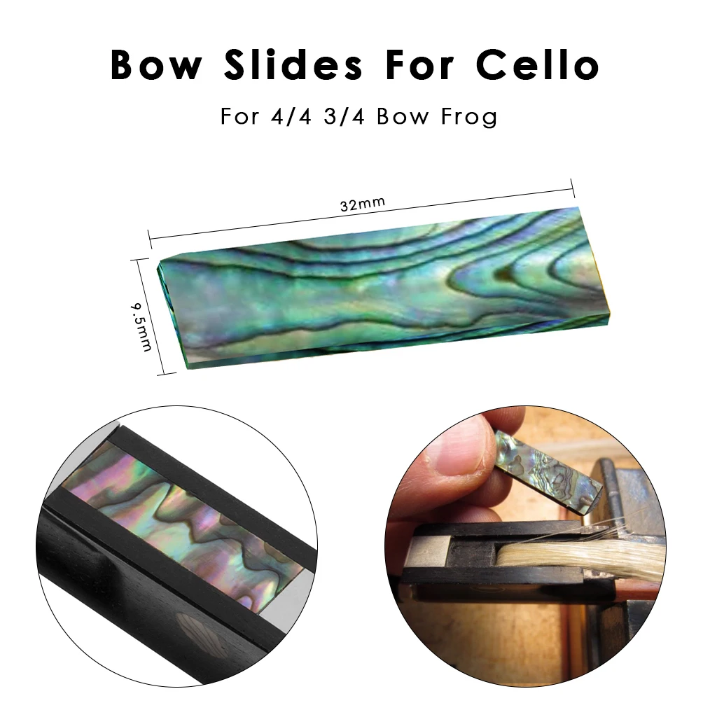 10PCS Real Abalone Shell Cello Bow Frog Slide Oblong Shape For Cello Arcos Luthier Makers Supplies Stain Random Bows Spareparts