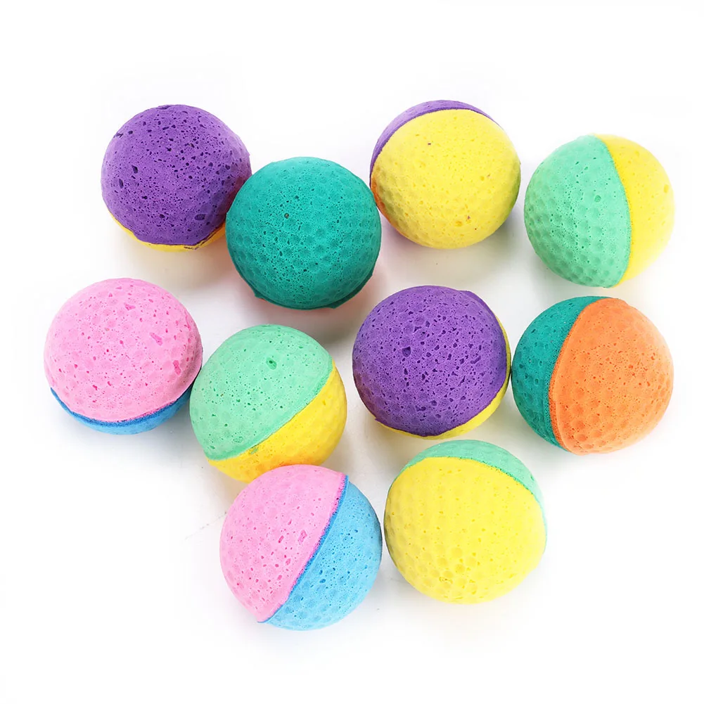 10Pcs Colorful Dog Cat Kitten Play Toy Latex Interactive Balls Soft Elastic Cat Toys for Pet Training Supplies