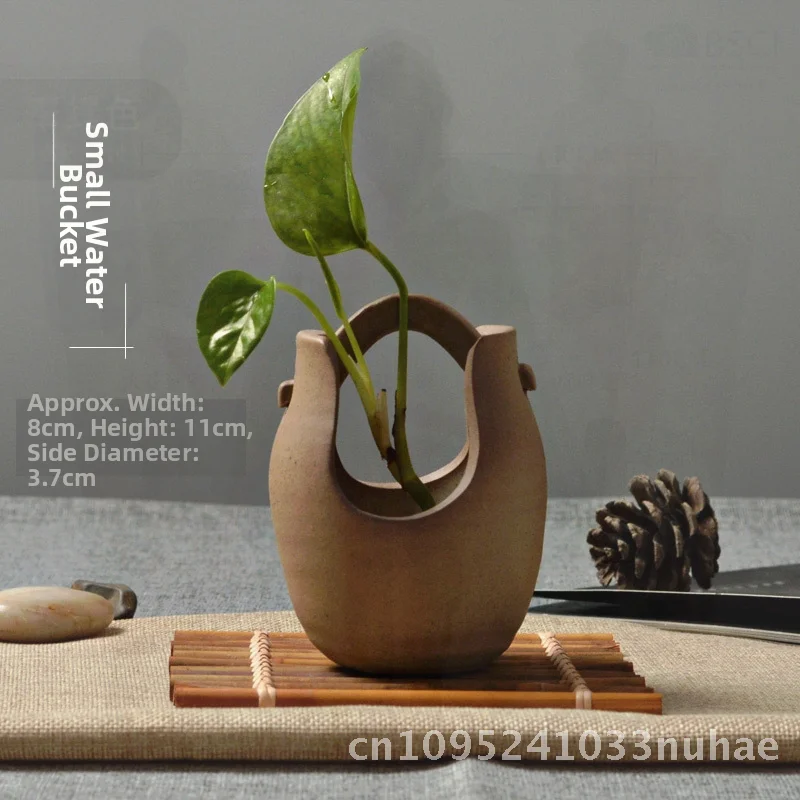 

Retro Creative Ceramic Vase Vintage Brown Stoneware for Dried & Fresh Flowers Hydroponic Green Plants Desktop Decor Large &