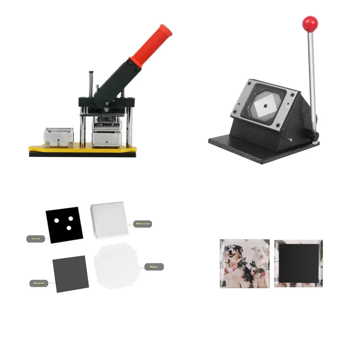 Square Refrigerator Badge Press Machine 50x50mm/63.5x63.5mm Rotating Machine