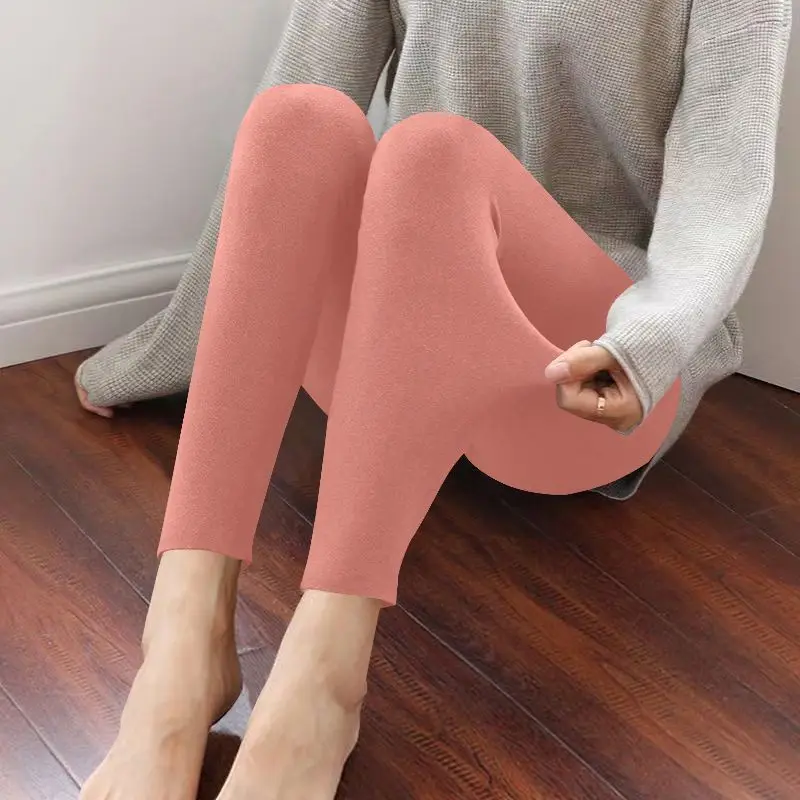 Winter Leggings Women Double-faced Derong Traceless Self-heating Warm Trousers Thickened Cold-proof Personal Tights Warm Leggins