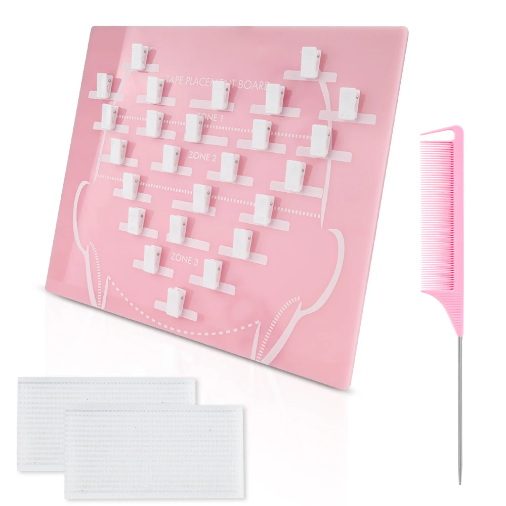 

ARLANY Tape in Extension Placement Board with 25 Clips Hair Separate Plate for Hair Extensions Acrylic Hair Extension Organizers