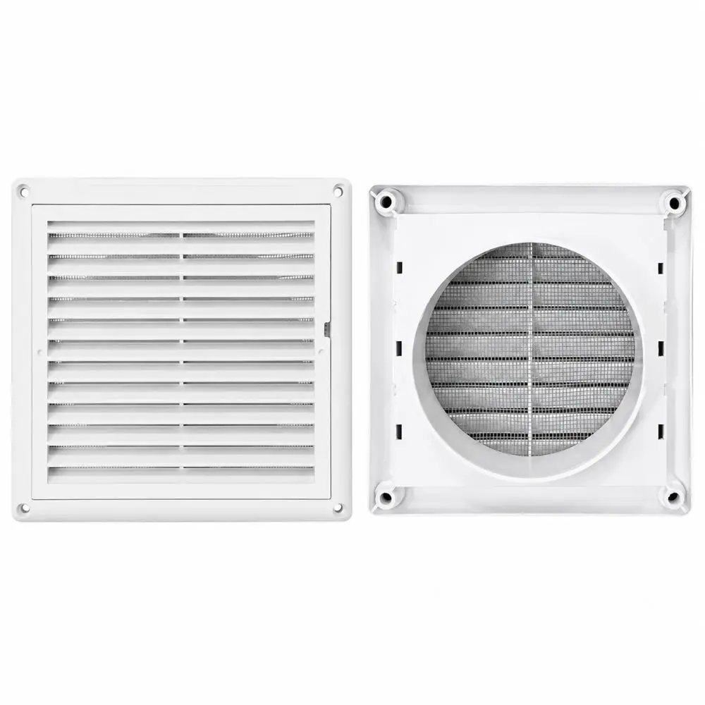Easy Install Plastic Air Vent Square White Vent Grille With Mesh Screen Wall Vent