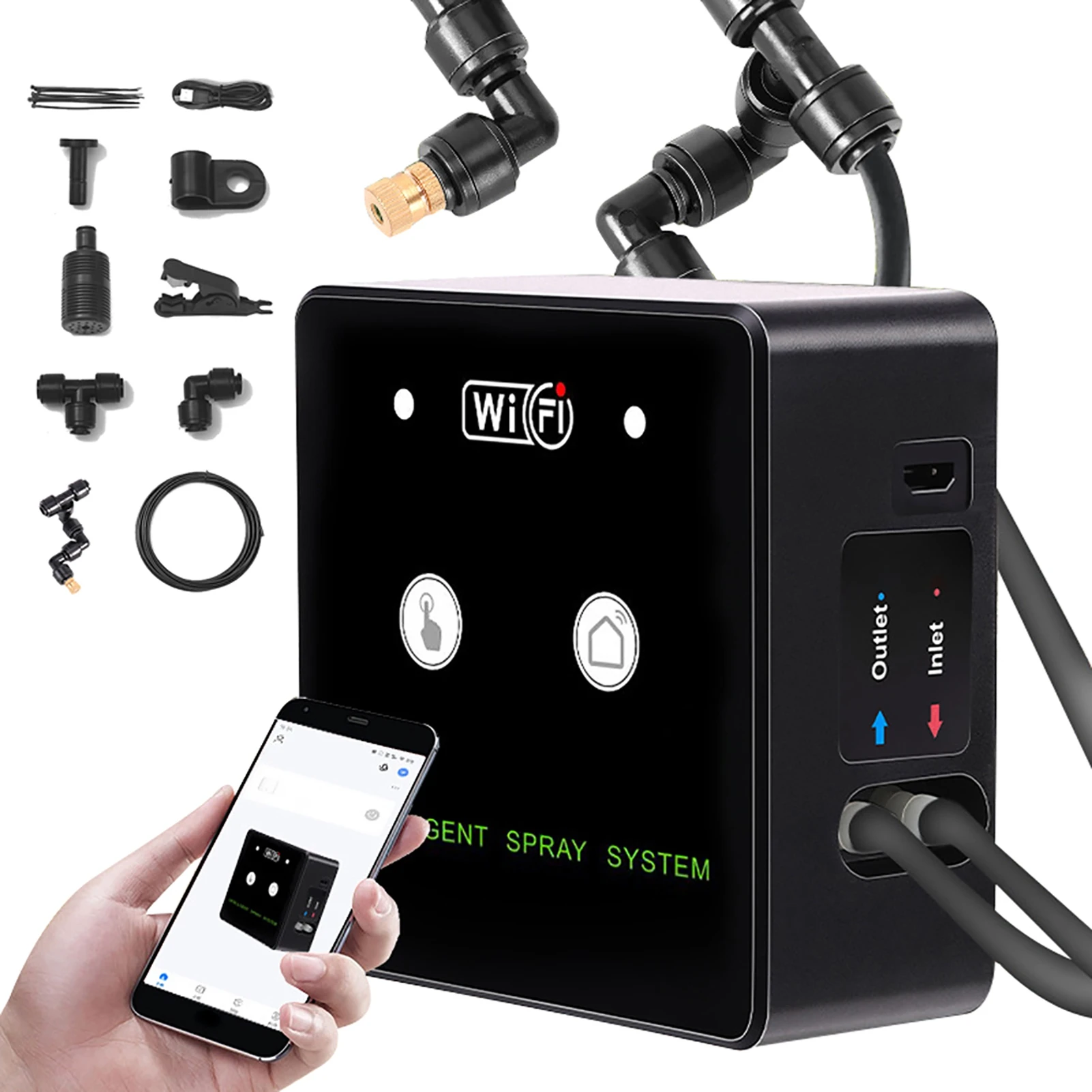 360° Rotatable Nozzle with WiFi Wifi Rainforest Terrarium Timed Fogging System Reptile Intelligent Humidification Spray Kit