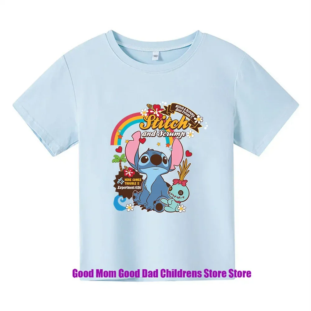 Disney, Stitch, StarCraft, Comfortable, Anime, Cartoon, T-shirt, Casual, Loose, Fashionable, Looking Good, Boys, Girls, Summer