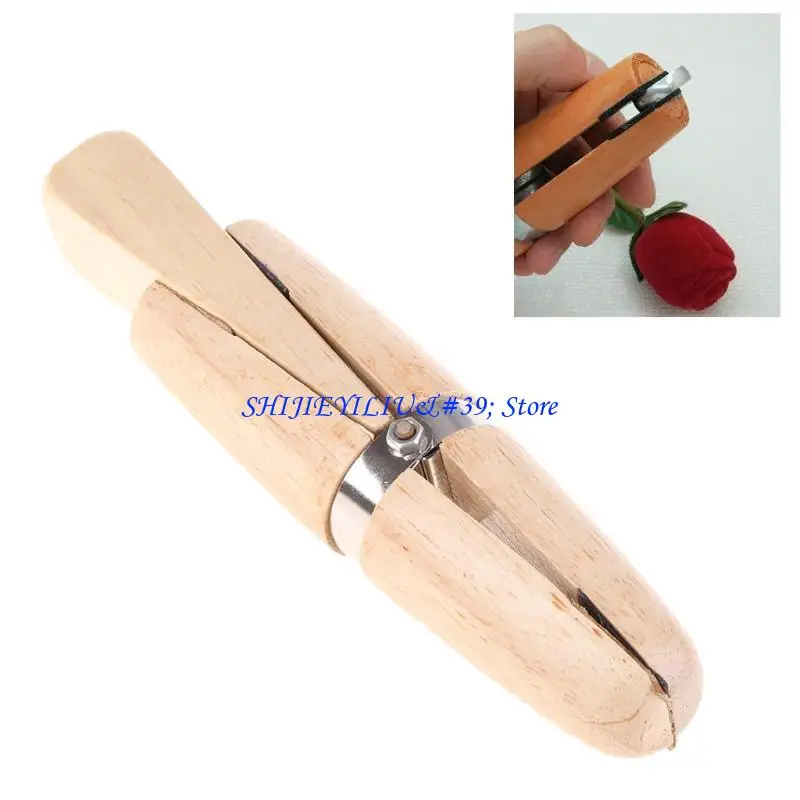 E21F Wooden Ring Clamp Jewelers Hand Tool Stone Setting Engraving Repair Jewelry Making Tool Repairing Ring Holder