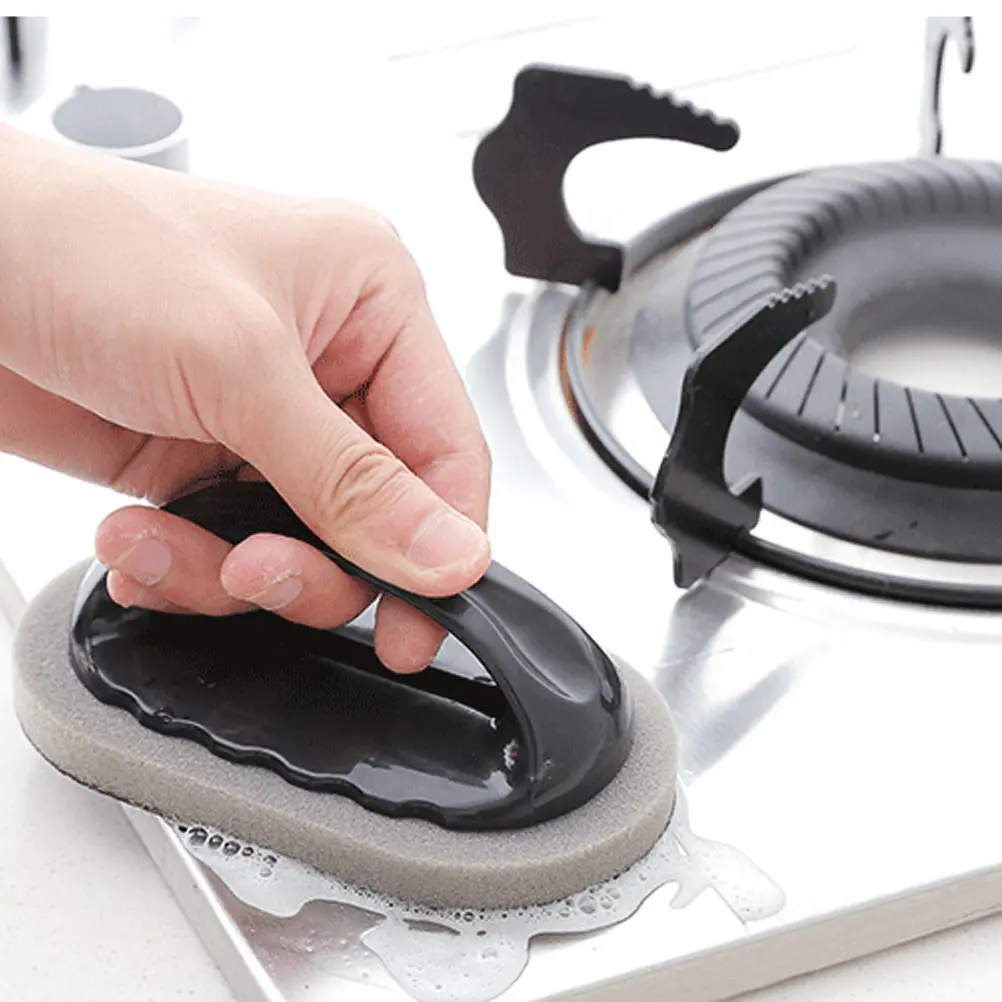 

6pcs Thickened Durable Cleaning Sponge Scrubber Handle Kitchen Bathroom Sink Tub Brush Household Home Supplies Strong Scrubbing