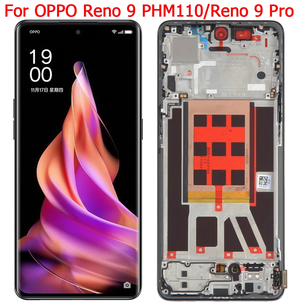 

For OPPO Reno 9 Pro Reno9 LCD Display Touch Screen With Frame 6.7" Reno 9 PHM110 Reno 9 Pro PGX110 LCD Display Parts