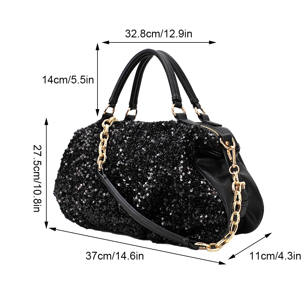 Bolsa Hobo de couro com lantejoulas para mulheres, bolsas tiracolo de ombro feminino, bolsa de travesseiro casual selvagem, nova