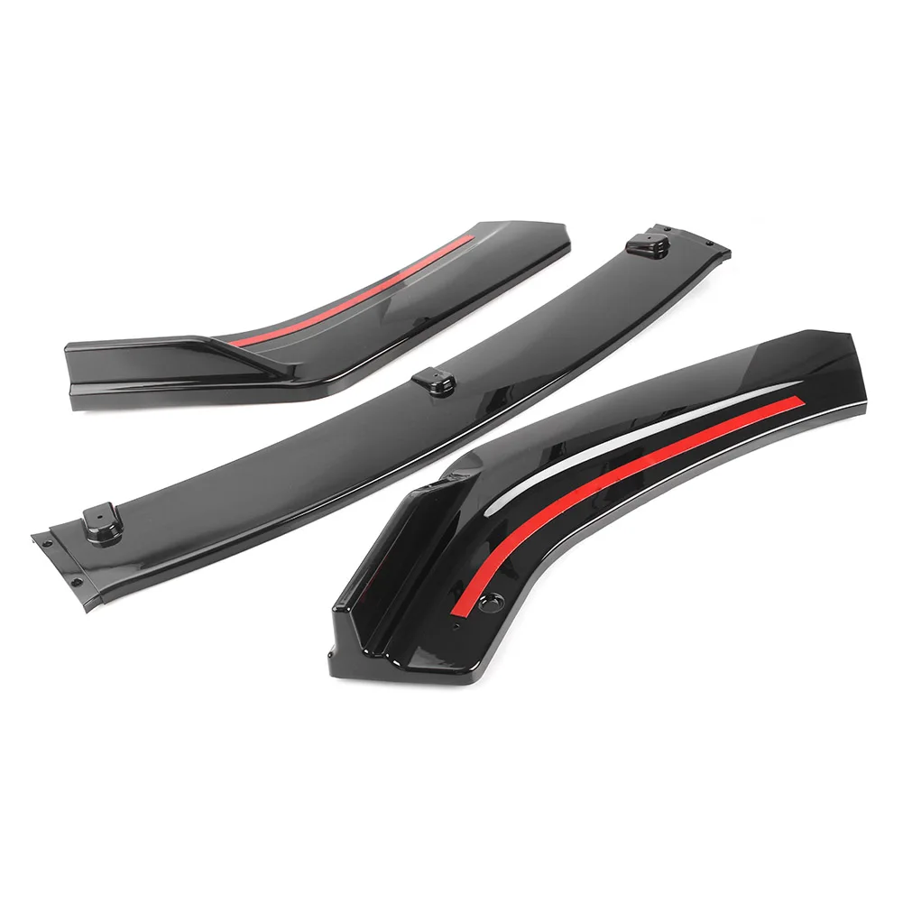 Alerón de parachoques delantero de coche negro brillante, embellecedor divisor de labio para Honda Civic Sedan 2016 2017 2018 2019 2020, plástico ABS 3 unids/set