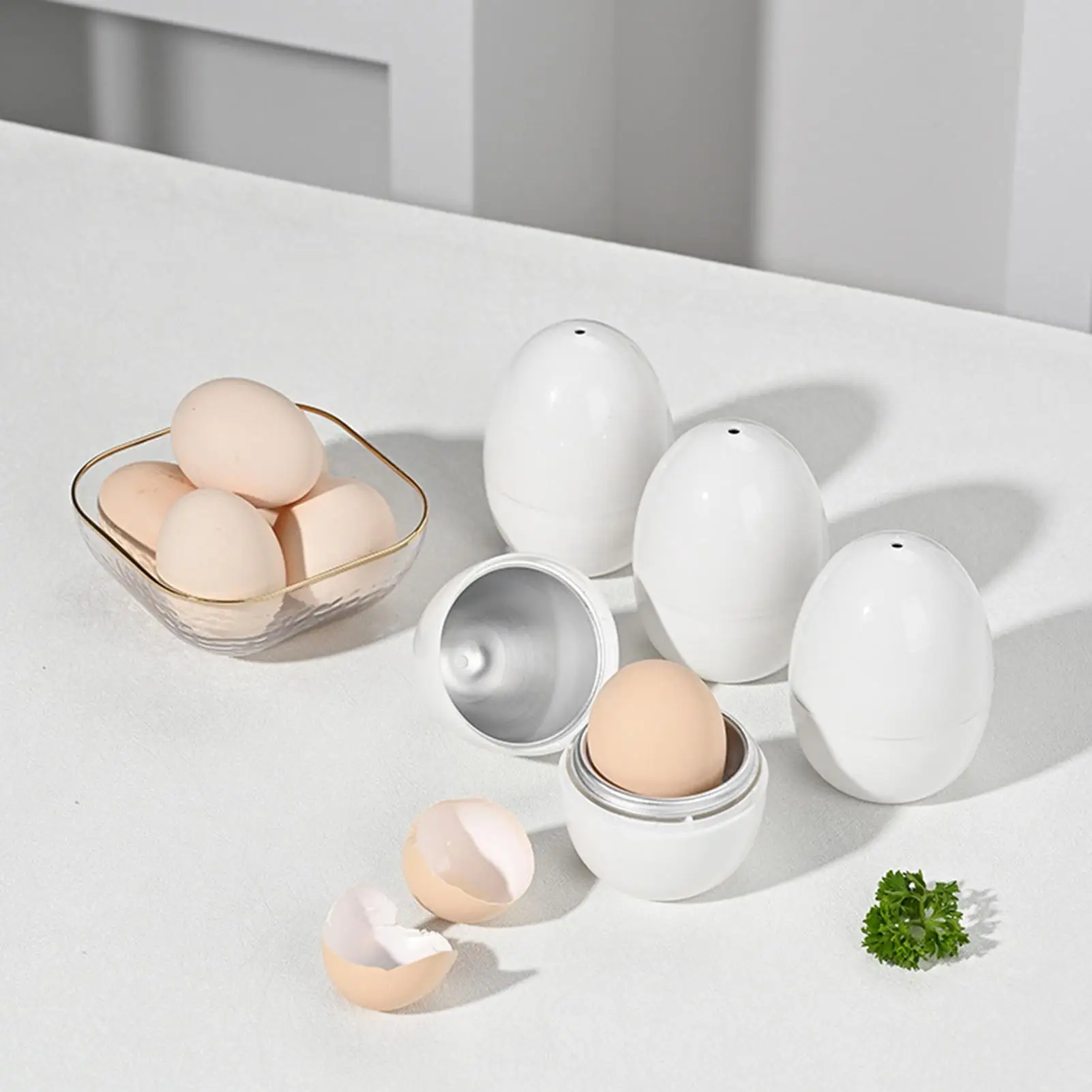 Vaporizador de huevos para microondas con forma de huevo, profesional, blanco, para hacer huevos hervidos, cocina rápida para huevos, accesorios de cocina