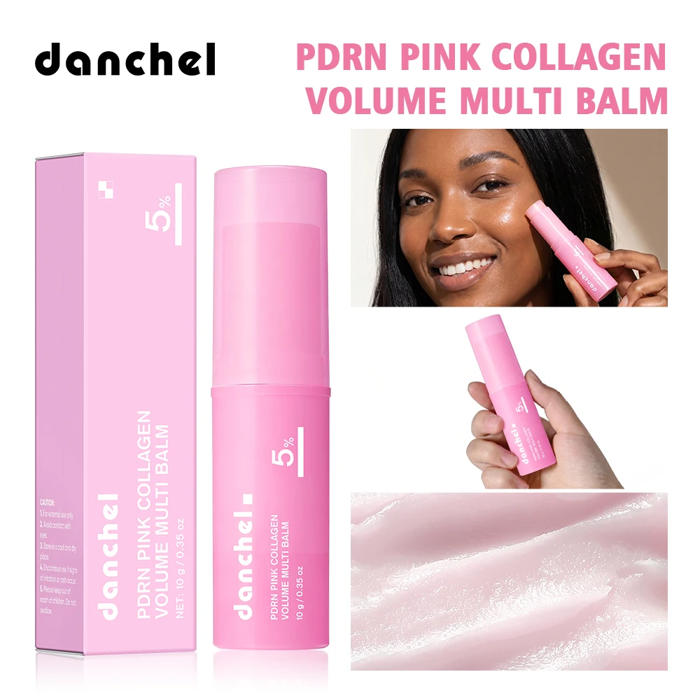 PDRN Pink Collagen Volumer Multi Balm Deep Hydration Plump Smooth Radiant Multi Collagen Stick for Cheeks Eyes Lips Neck Skincar