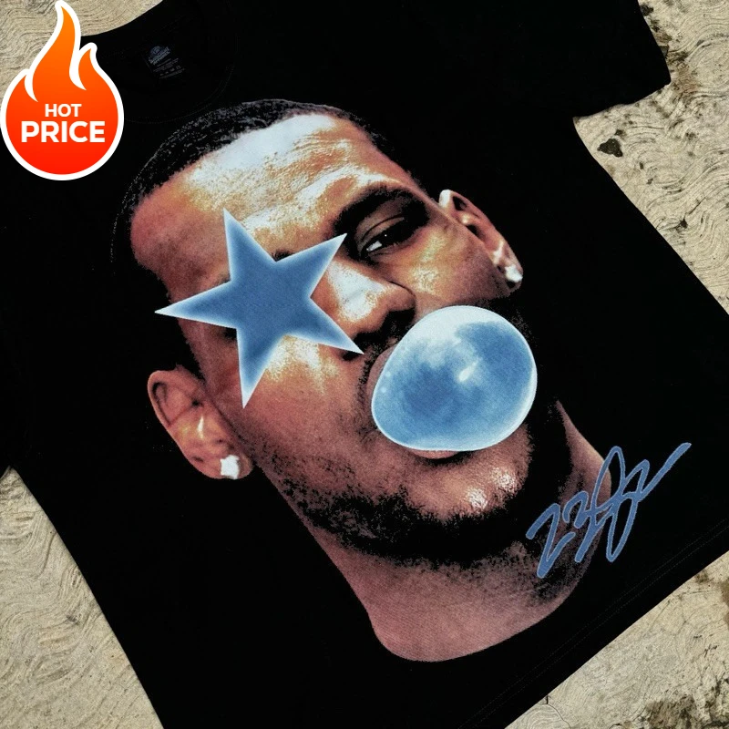 Summer Men's T-shirt T-shirt King Lebron Jamesr New Retro Fashion Men's and Women's Pure Cotton Top