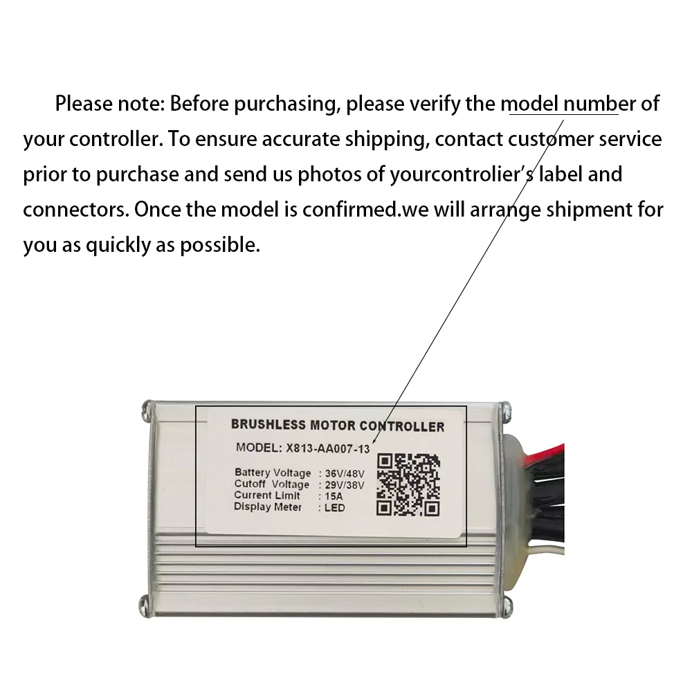 E-Bike Brushless Motor Controller X813-AA007-13 36/48V 15A for LED Protocol Display Electric Scooters MTB Speed Controller