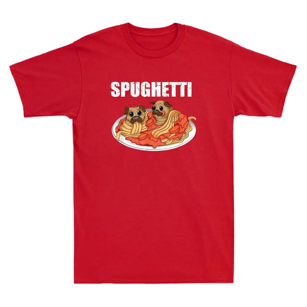 Spughetti Funny Pugs In Bowl Spaghetti Pasta Meme Retro Men Short Sleeve T-Shirt