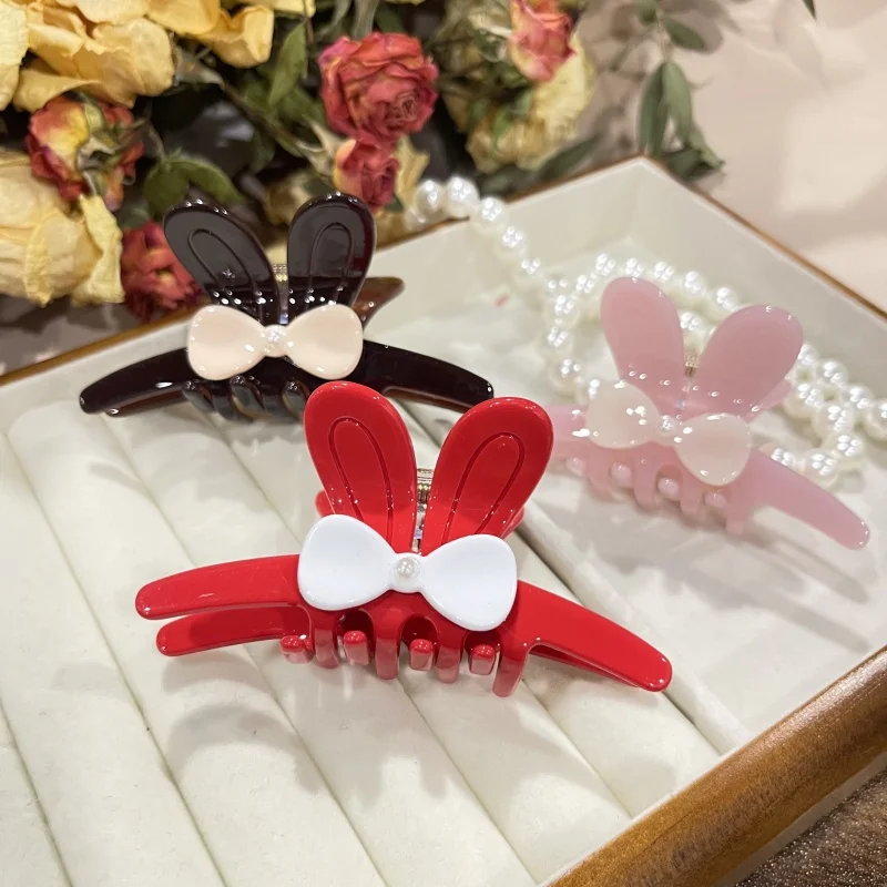 

Muweordy New Rabbit Hair Claw Cute Bunny Ear Acetate Claw Clip Crabs Clips Kawaii Animal Sharks Clip Hair Accessories for Women