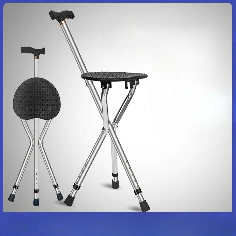 

The elderly folding three-legged cane aluminum alloy triangular cane stool middle-aged elderly cane stool adjustable