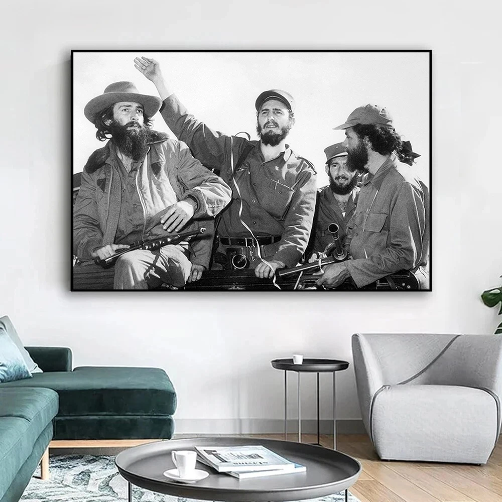Fidel Castro Photo Classic Decorative Wall Pictures Canvas Painting Black & White Art Print Poster for Home Decor 60x90cm