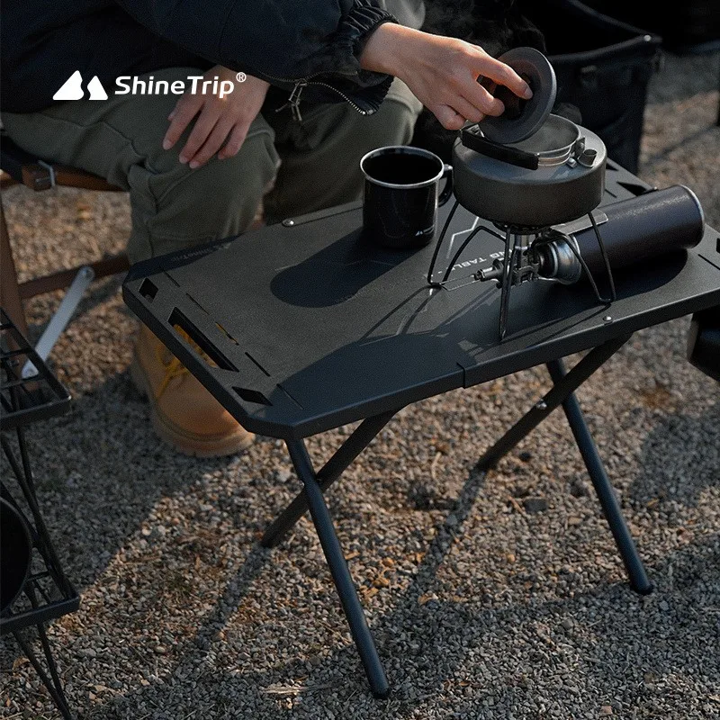 ShineTrip Camping Tactical Table Outdoor Portable Aluminium Alloy Folding Table Multifunctional Steel Table For Hiking Picnic