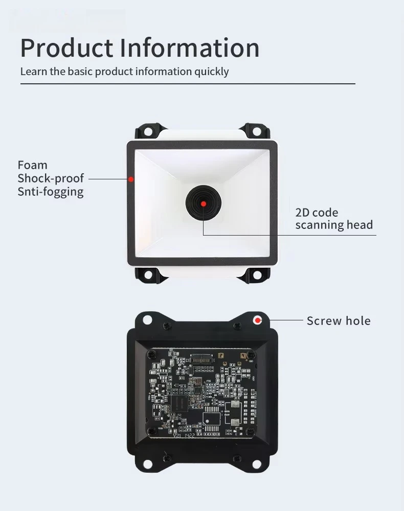 Embedded Barcode Scanner Scanning Gun QR Code Reader with Usb Serial Rs232 TTL Network  Wifi 485 Interface