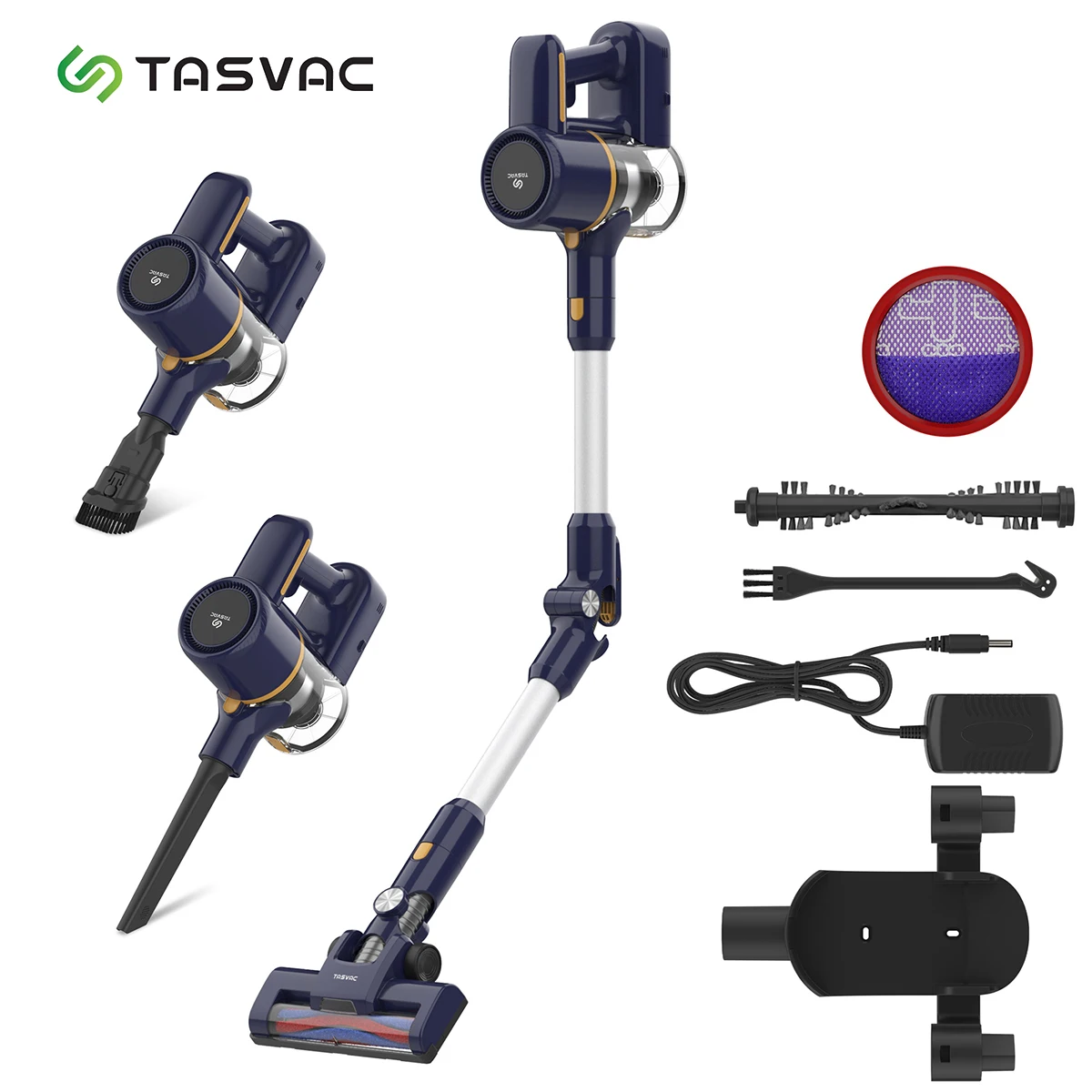 TASVAC N7 Cordless Vacuum Cleaner, 15 Kpa  40 Minutes Runtime, 6-in-1 Battery Vacuum Cleanerfor Hard Floors, Carpet, Pet Hair