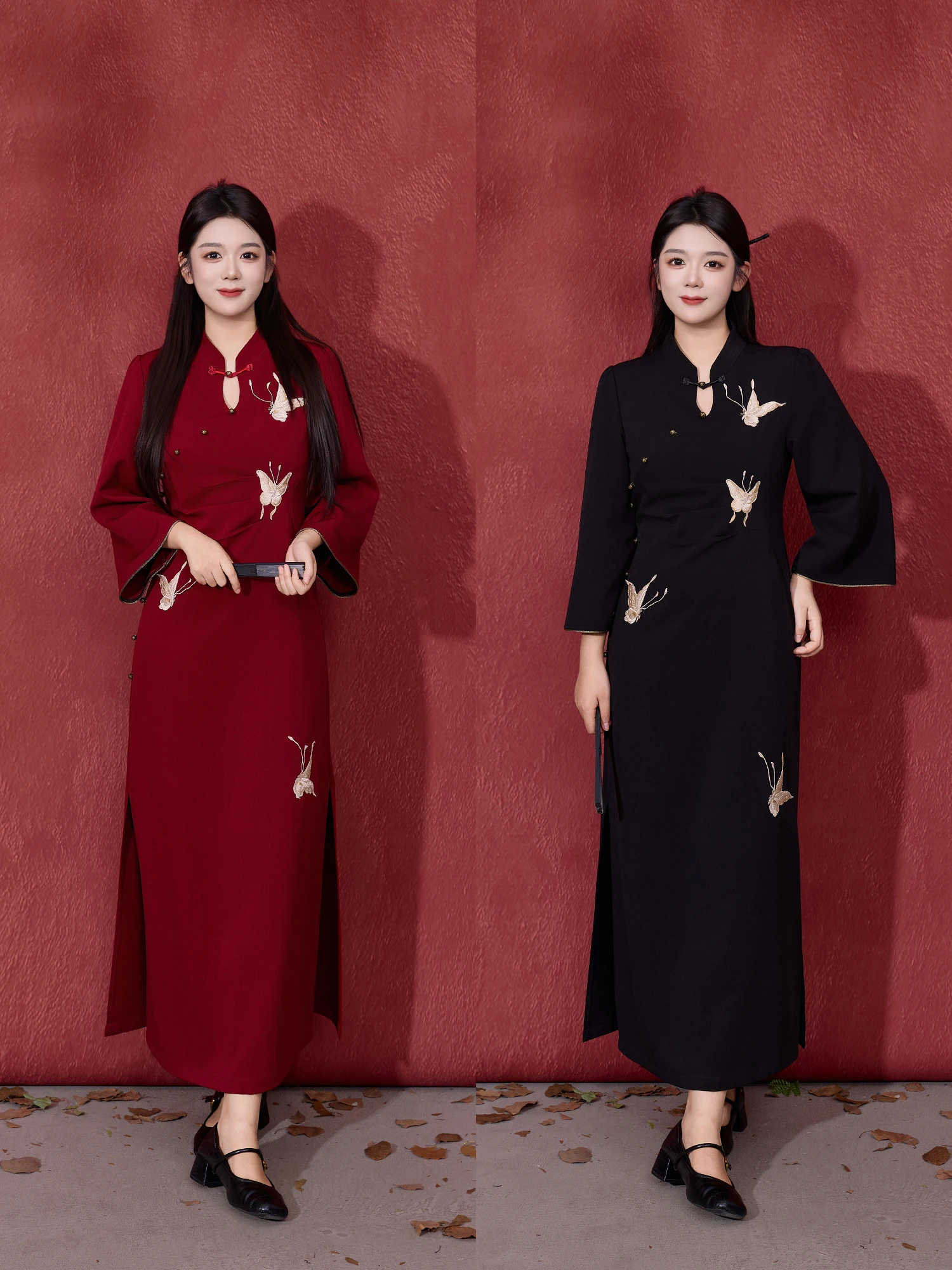 

Новое китайское платье-ципао с вышивкой для полных женщин, с завышенной талией, модное осеннее женское платье