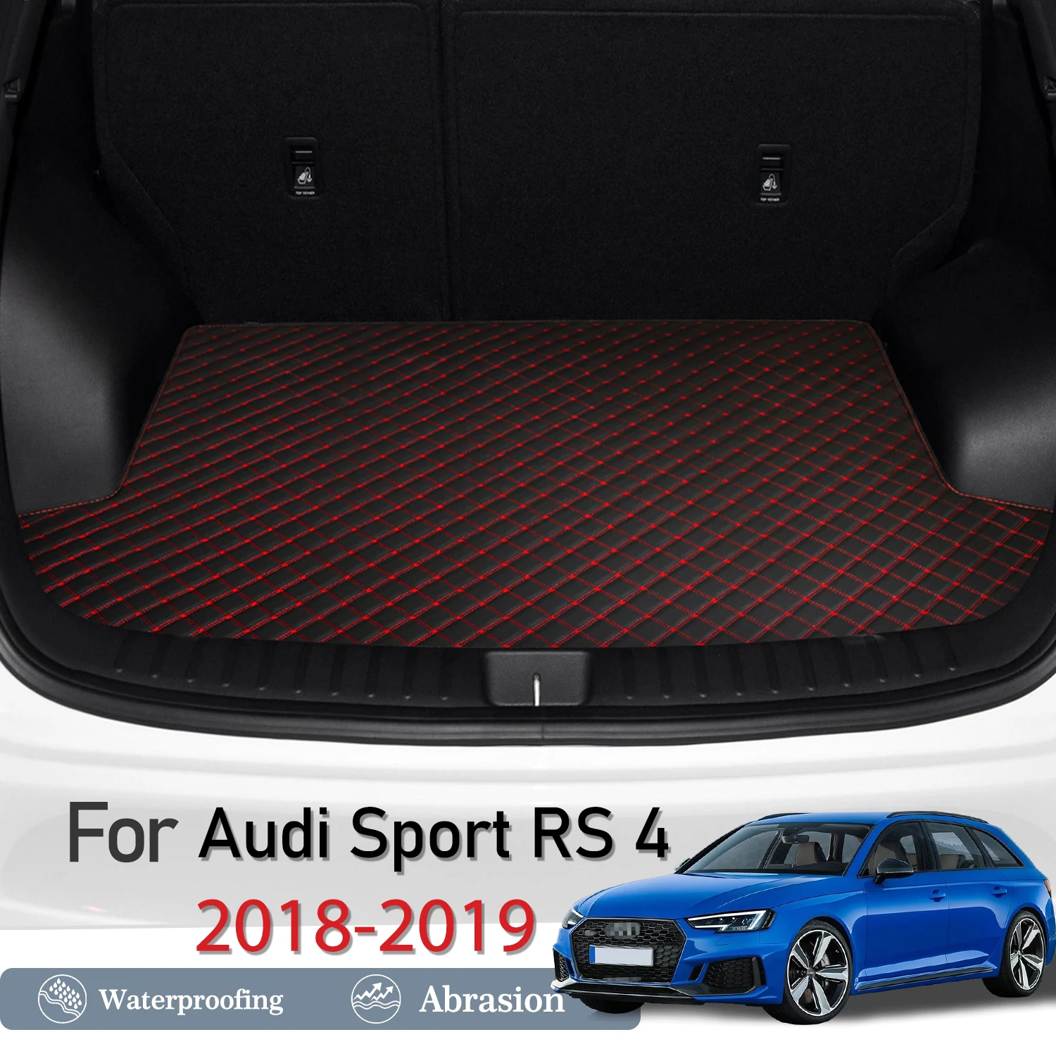 

New Artificial Leather Car Trunk Mat Rear Trunk Cargo Protective Mat Car Interior Accessories For Audi Sport RS 4 2018-2019