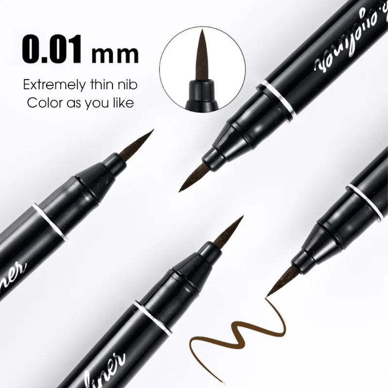 Wodoodporny matowy płynny Eyeliner czarny cienkopis brązowy długotrwały szybkoschnący gładki łatwe do pokolorowania Eyeliner Pen Makeup Cosmetics