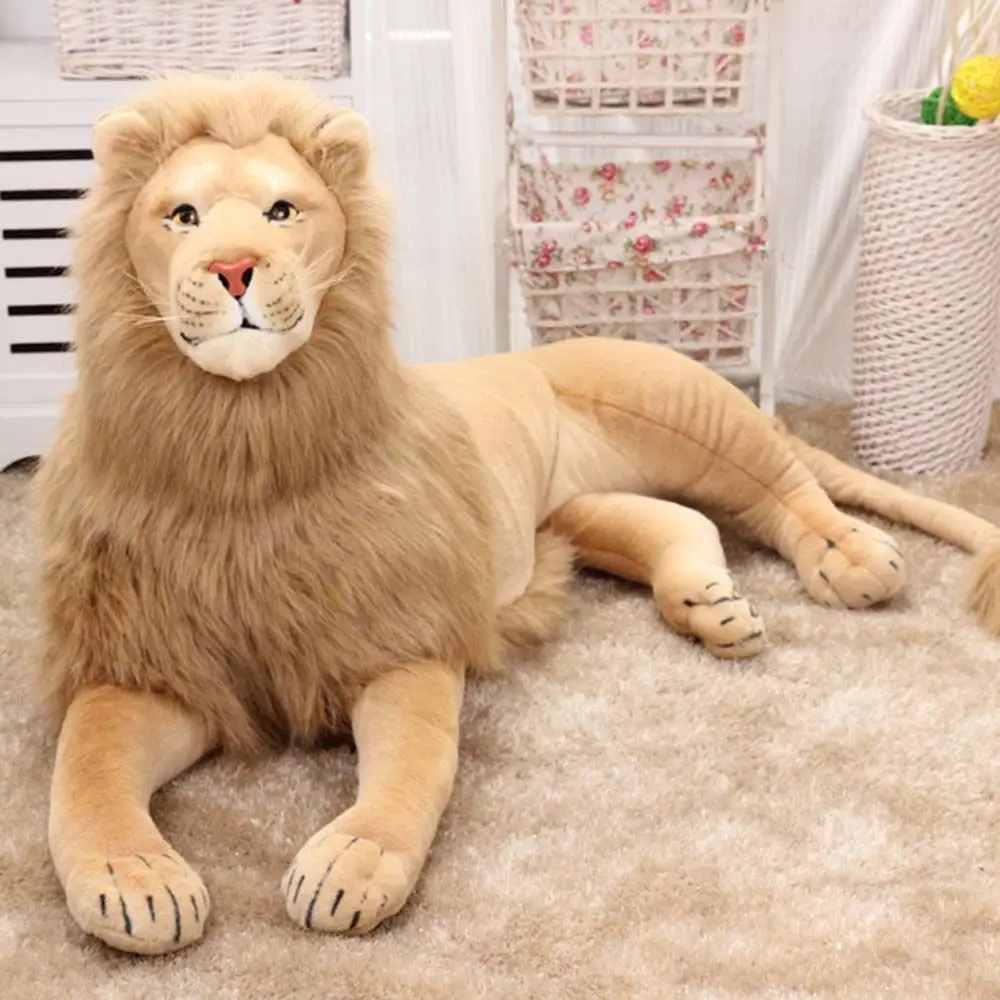 Poupée en peluche en forme de lion pour enfant, oreiller, jouet, simulation d'animaux, décoration de maison, cadeau