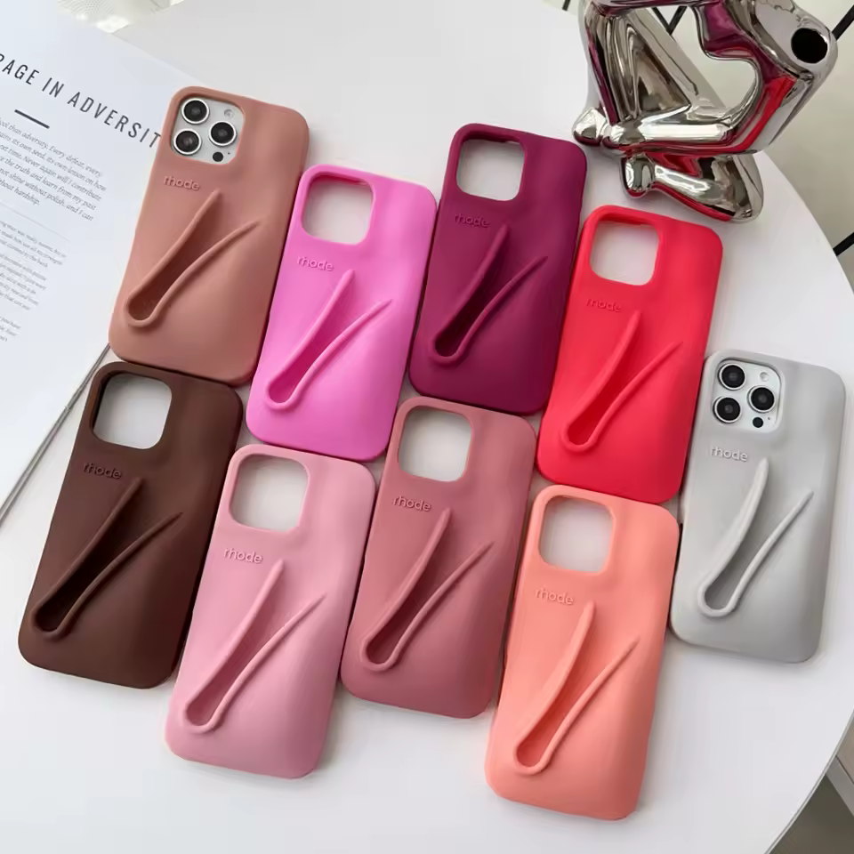 INS Hot New Color Lipstick Lip Holder Case For iPhone 17 Air 13 12 11 16 15 14 Pro Max Plus Soft Rhode Silicone Bumper Cover - AliExpress