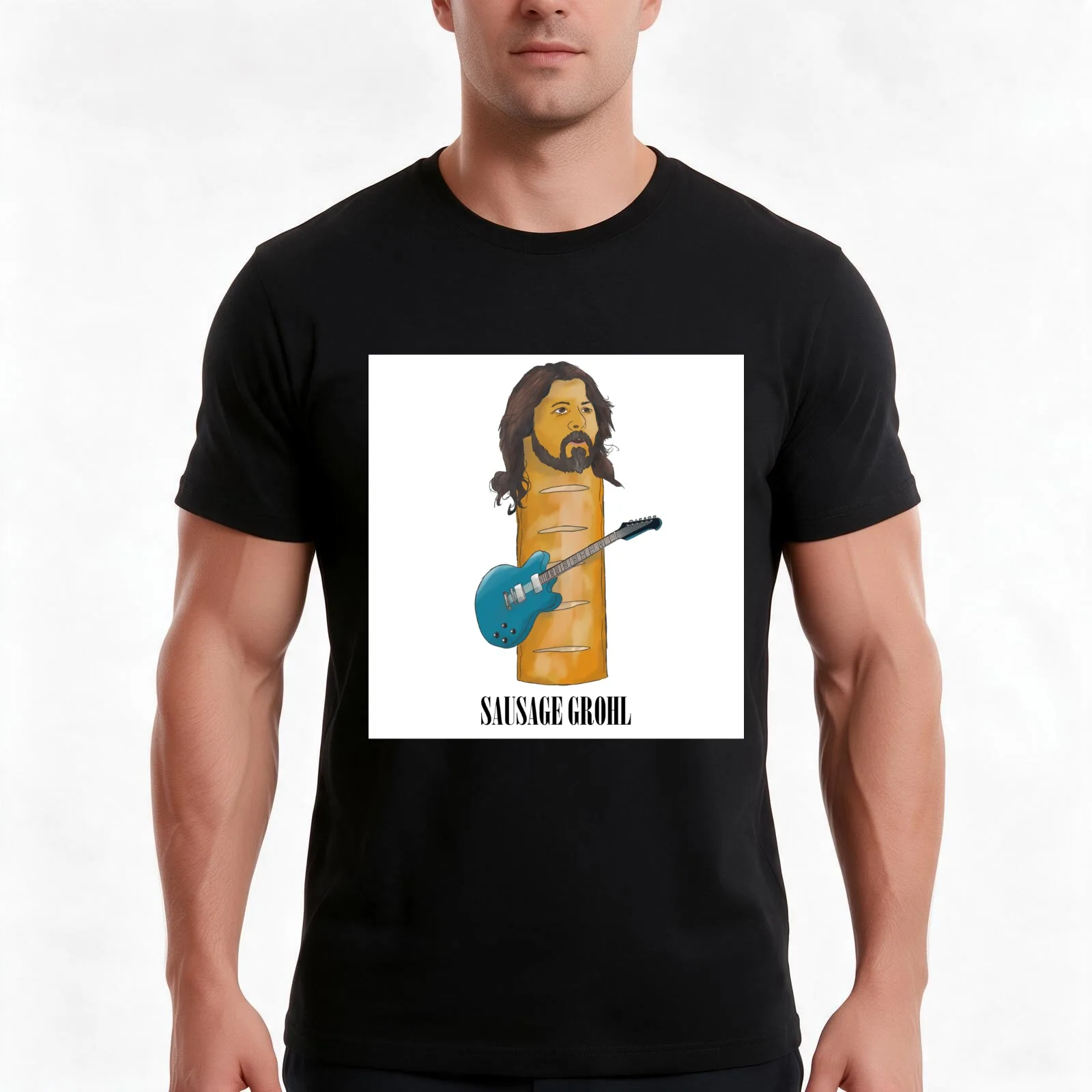 Sausage Grohl T-Shirt Summer Casual Cotton Tee Oversized Streetwear Tops Vintage Graphic Print Loose Fit Short Sleeve
