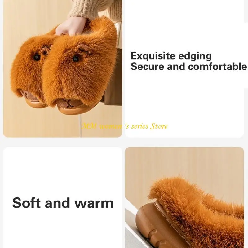 Q39C Zachte pluche katoenen huis slippers Winter warme pluche schoenen Houes slippers slaapkamer schoenen voor vrouwen binnen en