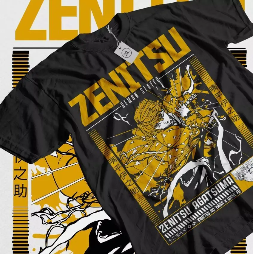 

Zenitsu T-Shirt Demon Slayer Kimetsu No Yaiba Tshirt Nezuko Tanjiro Anime Shirt