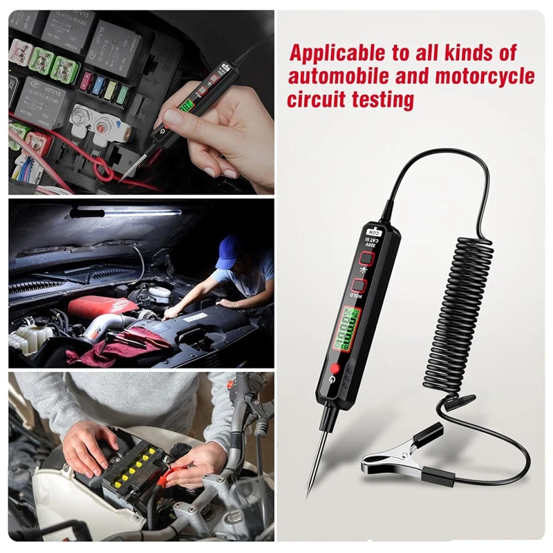 Smart Car Test Light, 0.8V-100V DC Buzzer Circuit Tester, Bidirectional Voltage Tester With Flashlight, Continuity Fuse