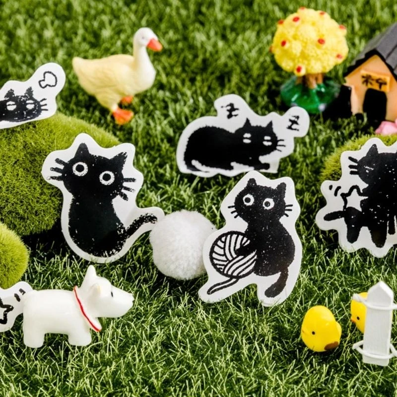 W89C 45x/Box Cats Theme Theme Stickers Water Bottle Sticker Decorative Stickers Animals Sticker for Skateboards Scrapbooking