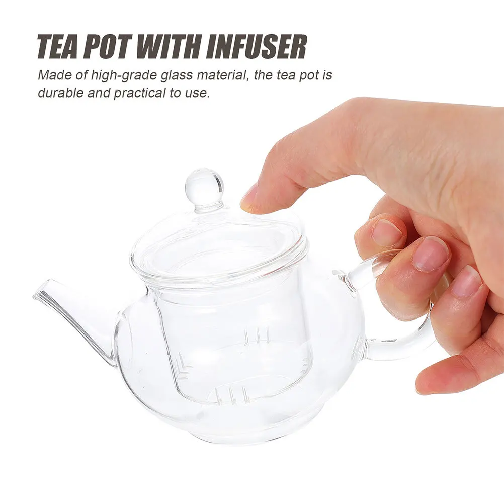 

2Pcs Thickened Glass Tea Kettle Handheld Heat Resistant Clear Infuser Teapot Ideal for Home Office Loose Leaf Tea