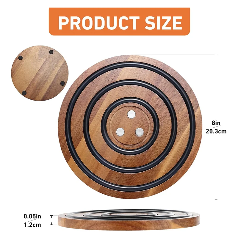 AA89-2 ชิ้นแม่เหล็กไม้ Trivets, แหวนซิลิโคนสีดํา, ผู้ถือหม้อแม่เหล็กสําหรับ Le Creuset เคลือบเหล็กหล่อภาษาดัชคําเตาอบ