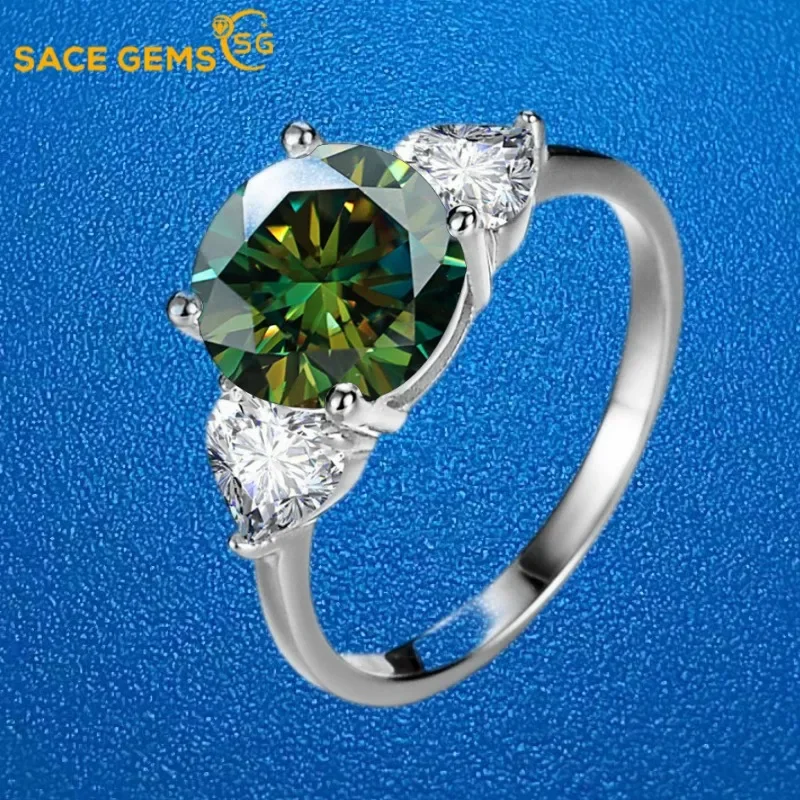 

SACE GEMS D Color 3ct Moissanite Ring S925 Sterling Sliver Plated 18k White Gold Wedding Engagement Fine Jewelry Rings for Woman