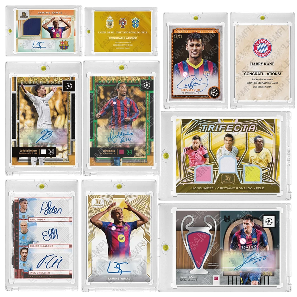 

PANINI DIY homemade Messi Ronaldo Bellingham Neymar Yamal Haaland Laser Glitter Signature Collectible Card Holiday Gift