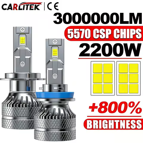 2200W 3000000LM Canbus H4 H7 H1 LED H8 H9 H11 9005 9006 9012 HB3 HB4 Car LED Headlight Auto Fog Lamp LED Bulb 6000K 12V 12pc CSP