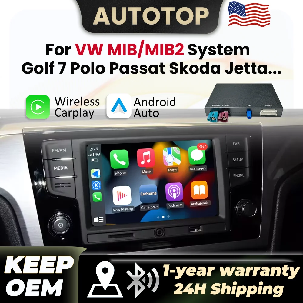 Wireless Apple CarPlay Android Auto Module For VW Volkswagen MIB MIB2 Skoda Octavia A5 Golf 7 Polo Passat B8 Seat Jetta Mirror Link Bluetooth AUX Car Decoder