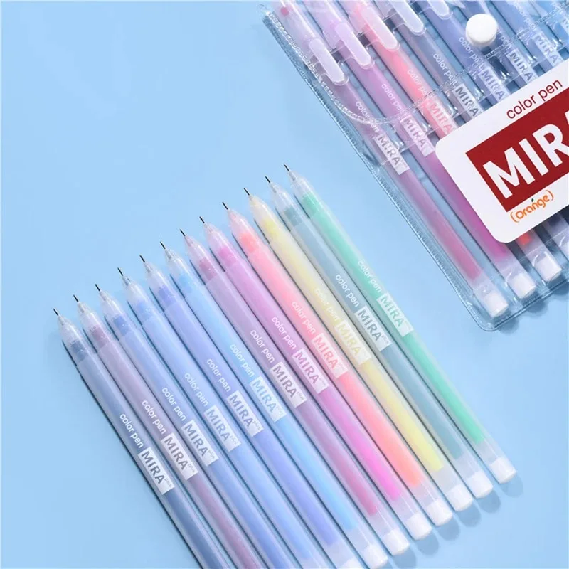 1-12 PCS Colored gel pens set Kawaii blue 0.5 mm ballpoint pen for journal Cute School supplies Korean stationery