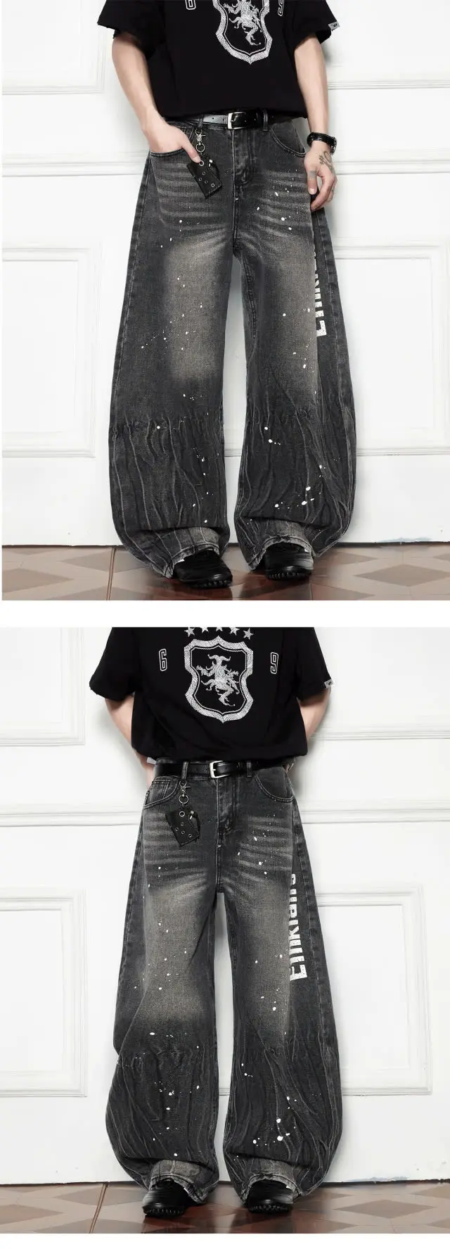 2025 Cyber Y2K Streetwear Tinte Brief Gedruckt Baggy Neue Jeans Hosen Für Männer Kleidung Harajuku Breite Bein Vintage Grau Lange Hosen – Detail 10